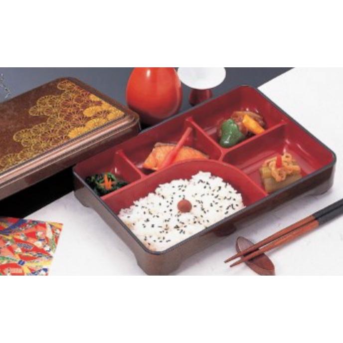 弁当箱 8.5寸 長手弁当（固定仕切り） 梨地野菊（A) f8-783-7 : 料理