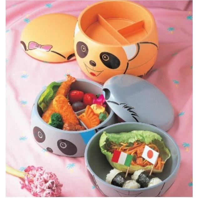 弁当箱 パンダ弁当 グレー 仕切付 ABS樹脂 お子様 f8-801-7 : 料理道具