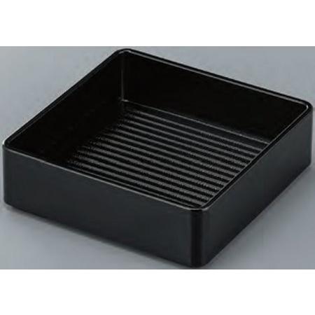 肉・野菜入れ皿 肉皿 スタッキング皿 深型正角野菜皿 黒OM 20cm 耐熱ABS樹脂製 食洗