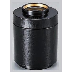 汁椀 蓋付き 小振り 耐熱 筒型箸洗椀 総黒 高台内金 耐熱ABS樹脂 食洗