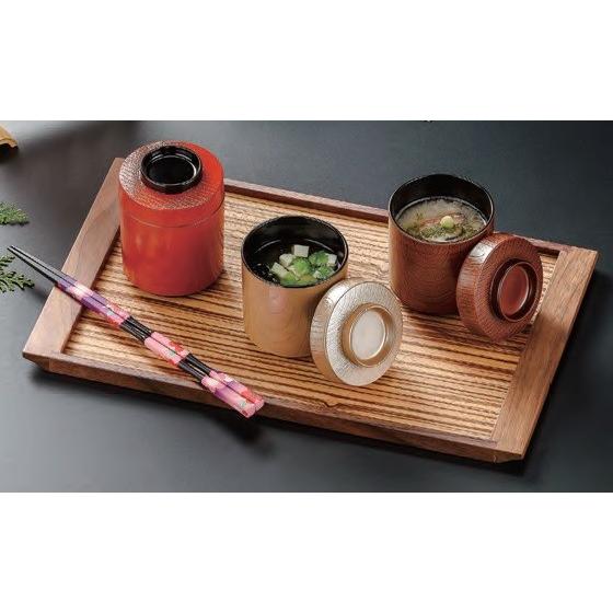 汁椀 蓋付き 小振り 耐熱 筒型箸洗椀 総黒 高台内金 耐熱ABS樹脂 食洗