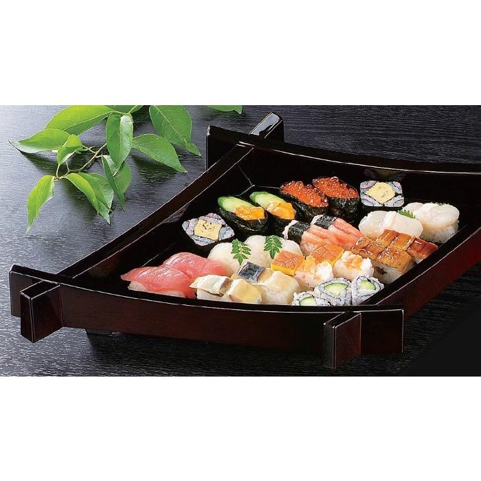 寿司桶 松葉盛器（大）76cm木製目皿付 溜 セット 樹脂製 f8-377-11-12