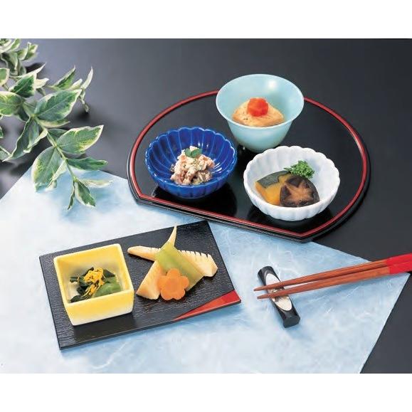 前菜盛皿 半月両面盆 黒/朱銀平目 両面タイプ ABS樹脂 f8-468-2 : 料理