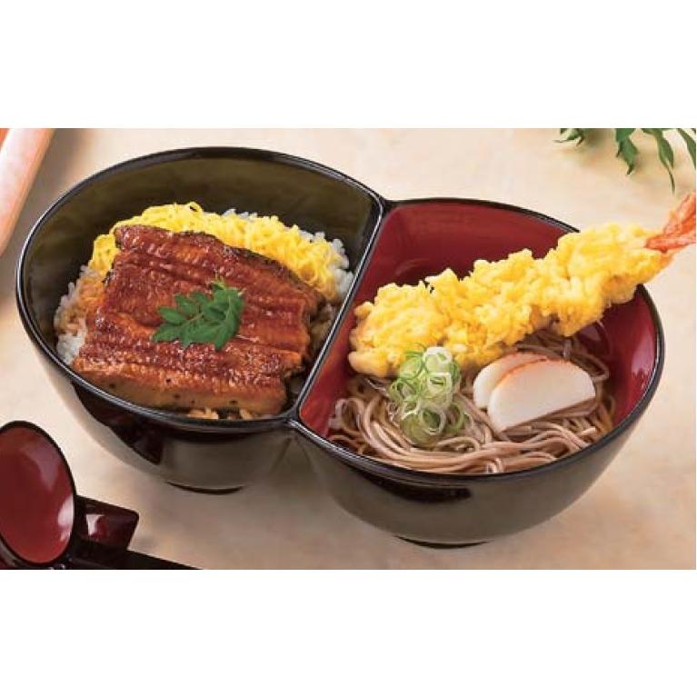 255ツイン丼 黒朱ツートン 耐熱ABS樹脂 f8-232-1 : 料理道具の