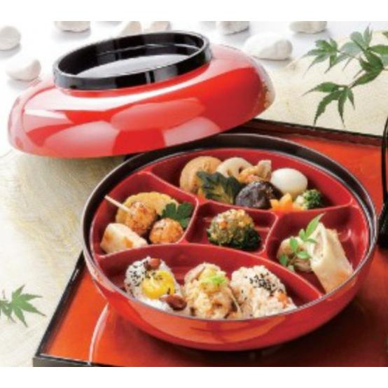 弁当箱 8寸 大名椀弁当 朱ツバ黒 蓋・仕切り付 樹脂製 f7-798-10