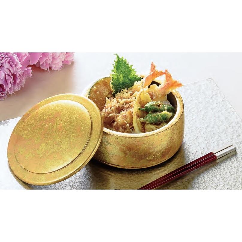 寿司桶 ちらし桶 DXちらし重 二色金箔内黒 本体・蓋セット ABS樹脂