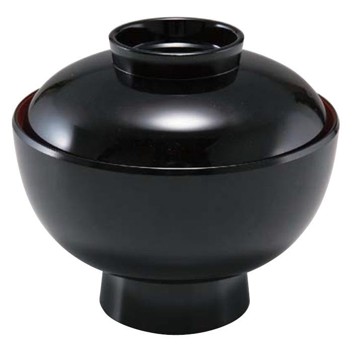 お椀 蓋付き 4.2寸 雑煮椀 黒内朱 耐熱ABS樹脂 食洗機対応 f8-200-4