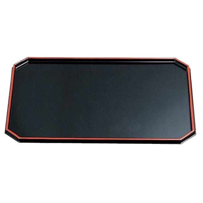 木製尺4切立長手盆 黒天朱 お盆 尺4 隅切長手盆