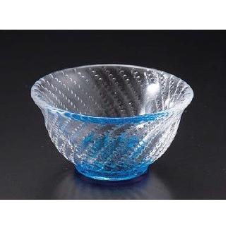 皿 ガラス小付 渦巻きカンナ目小付 スカイブルー f8-323-8 : 料理道具