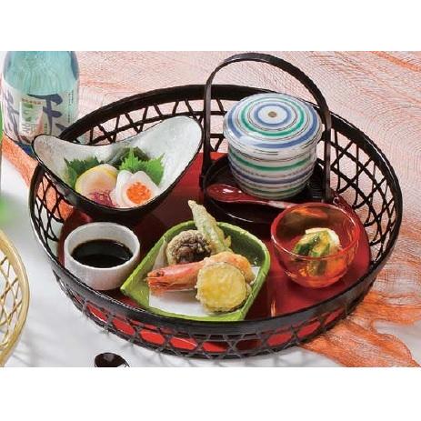 盛皿 40cm ABS竹丸かご盛器 総黒内朱 f8-370-12 : 料理道具の