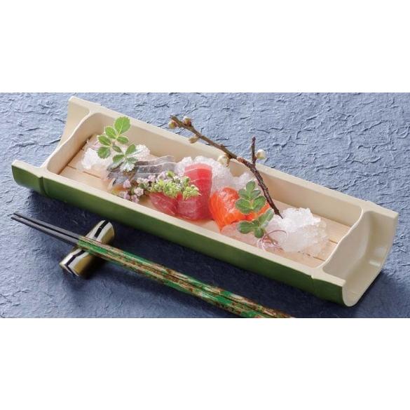 和皿 8.5寸越前ゴマ竹舟型盛器 （小） 耐熱ABS樹脂 f8-406-11 : 料理