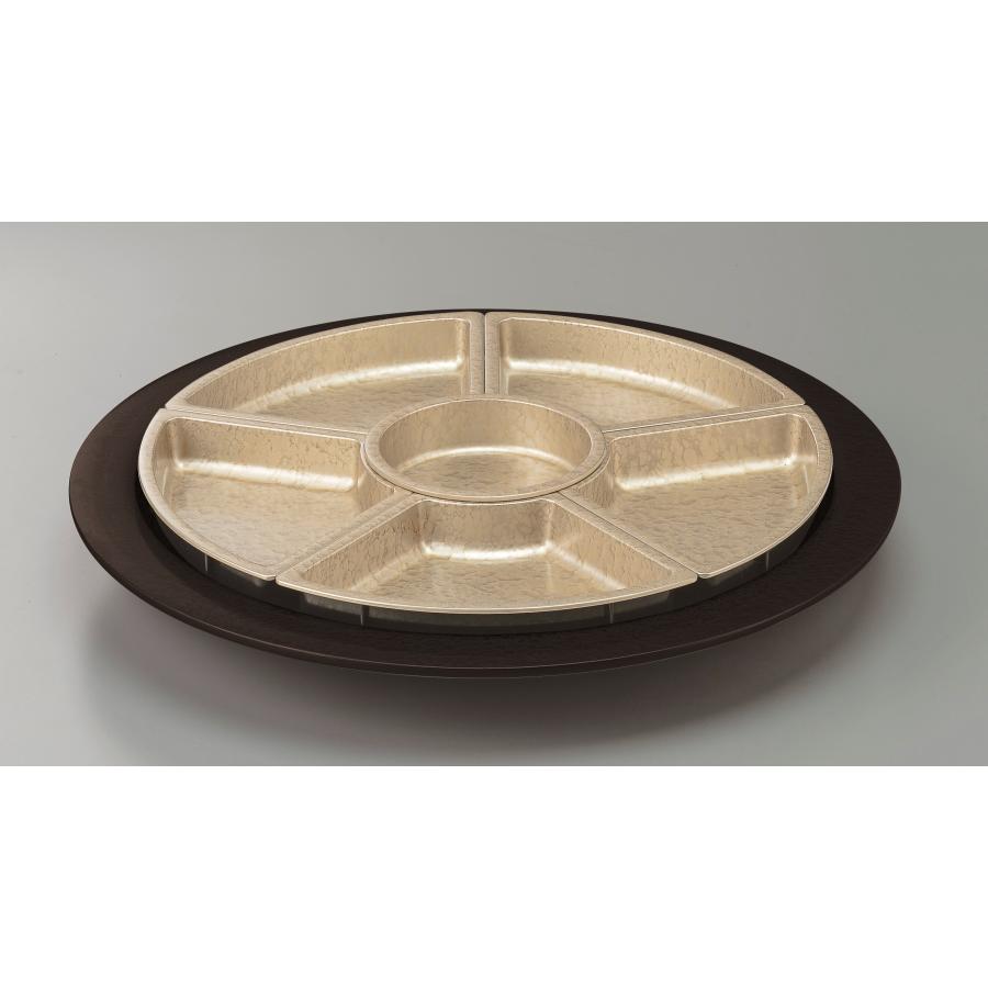 尺7寸 回転オードブル盛皿 黒・シャンパンゴールドアクア f8-394-7