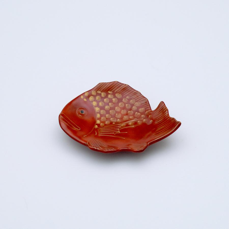 有田焼 小皿 朱塗金彩鯛型8cm豆皿 【福珠窯（有田焼窯元）】 : 福珠窯 
