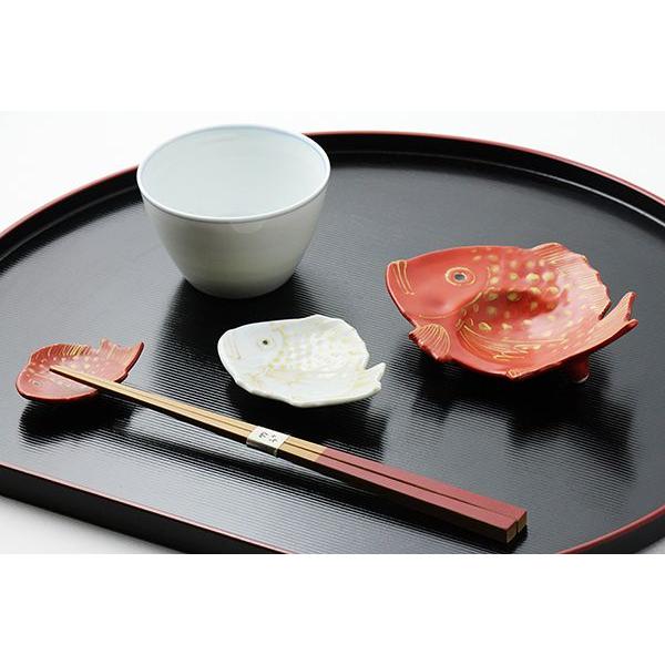 有田焼 小皿 金彩鯛型8cm豆皿朱塗・白磁セット 【福珠窯（有田焼窯元