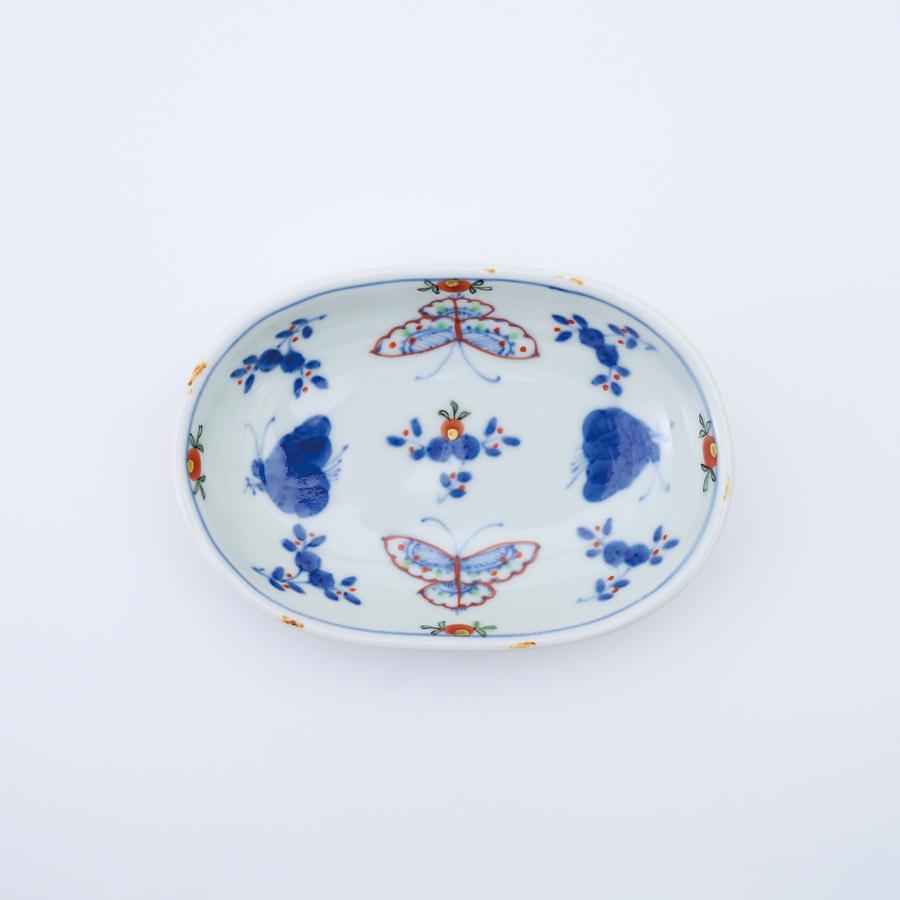 有田焼 オーバル皿 天啓花蝶小判皿（小）【福珠窯（有田焼窯元