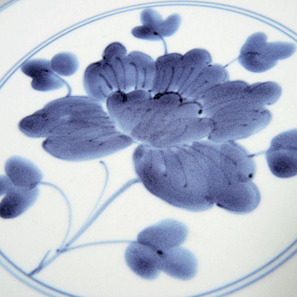 有田焼 福珠窯 染付伊万里牡丹 　　8寸　丸皿 ５枚 有田焼 リムプレート 染付伊万里牡丹段付8寸丸皿 【福珠窯