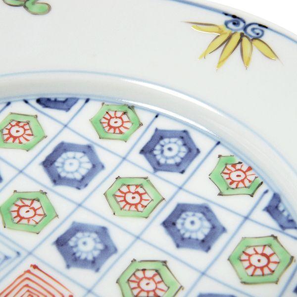 有田焼 取り皿 染錦更紗紋段付5.5寸丸皿 【福珠窯（有田焼窯元