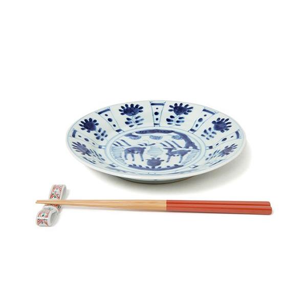 有田焼 取り皿 芙蓉手双鹿図段付5.5寸丸皿 【福珠窯（有田焼窯元