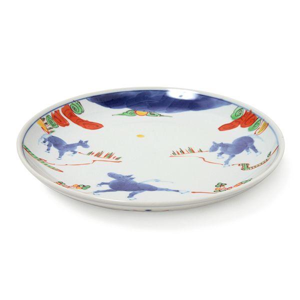 有田焼 メイン皿 天啓赤絵群馬図7寸丸皿 【福珠窯（有田焼窯元