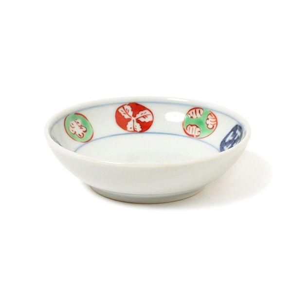 有田焼 小皿 染錦丸紋3.5寸丸小皿 【福珠窯（有田焼窯元）】marumon