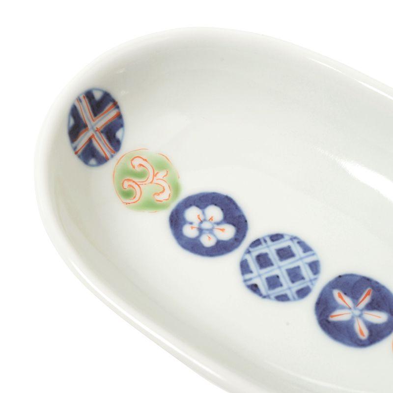 有田焼　福珠窯　染錦丸紋　小判皿　中サイズ　5枚組 有田焼福珠窯染錦丸紋小判皿中サイズ5枚組