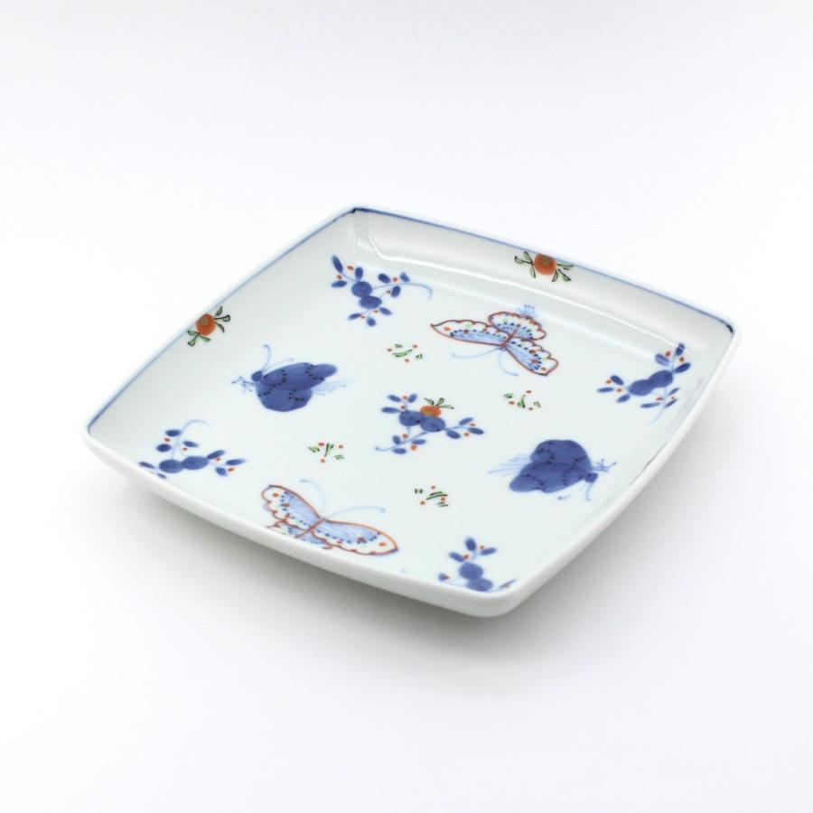 有田焼 取り皿 天啓花蝶スクエアプレート（M）【福珠窯（有田焼窯元
