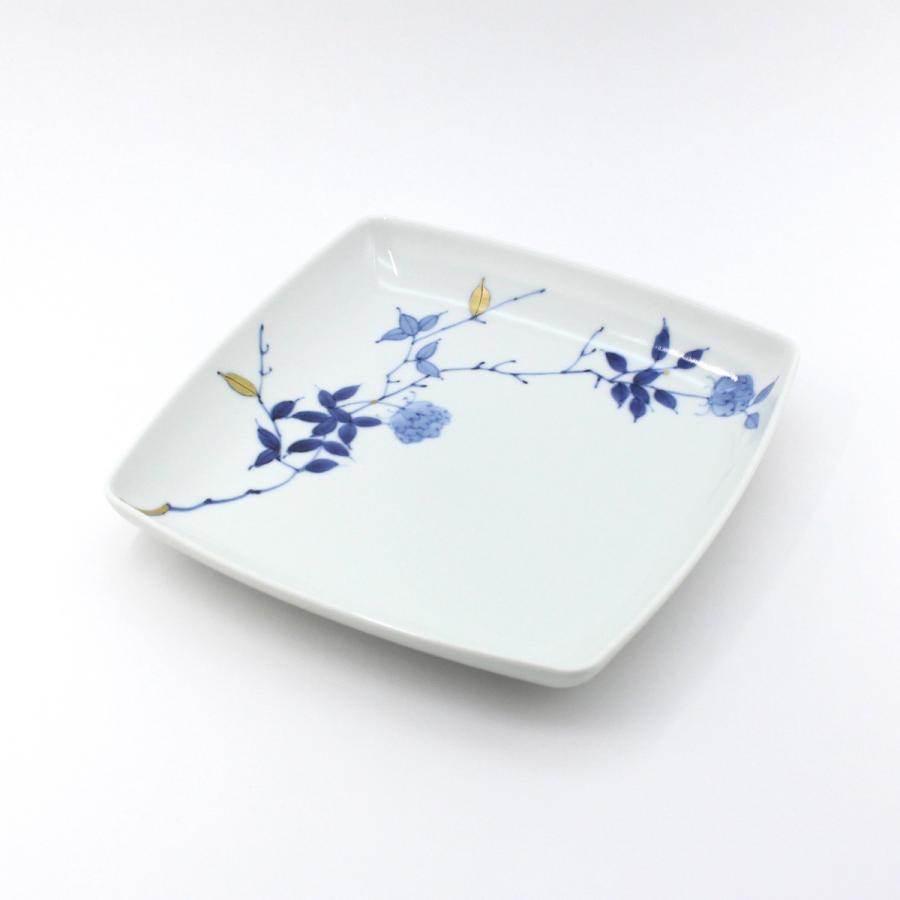 有田焼 取り皿 金彩ばら絵スクエアプレート（M）【福珠窯（有田焼窯元