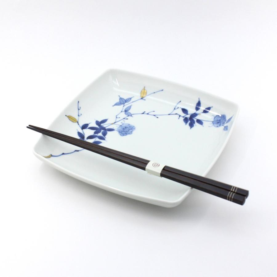 有田焼 取り皿 金彩ばら絵スクエアプレート（M）【福珠窯（有田焼窯元