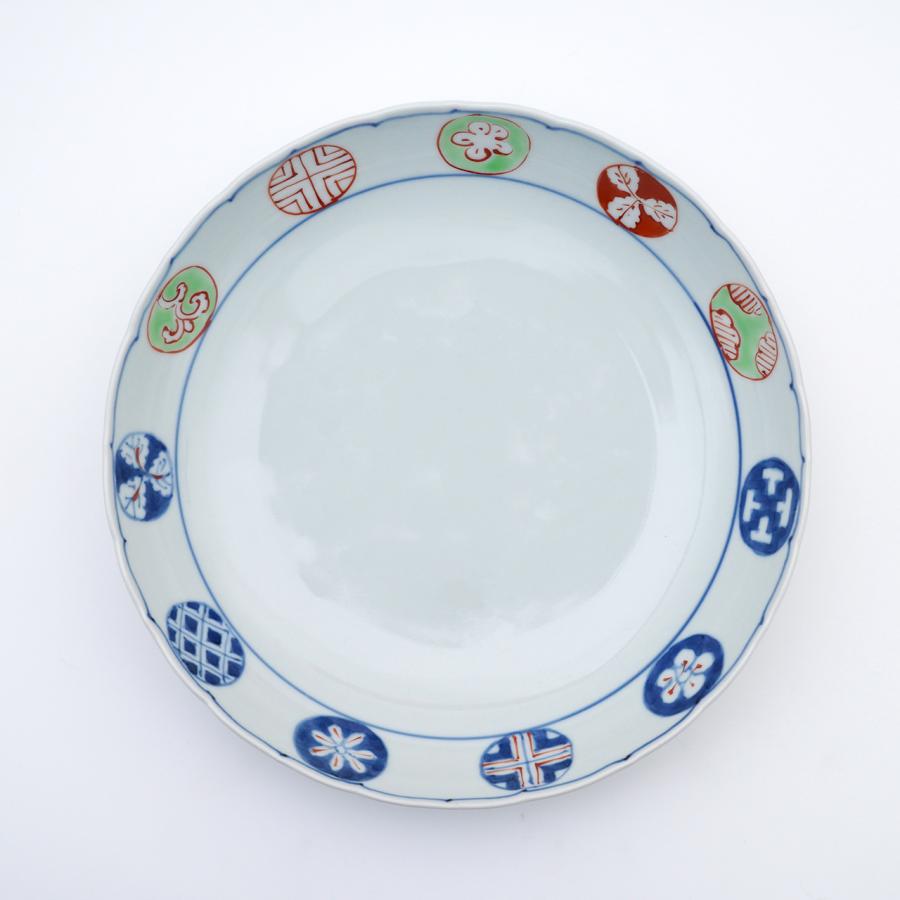 有田焼 メイン皿 染錦丸紋7寸輪花深皿 【福珠窯（有田焼窯元）】 : 福
