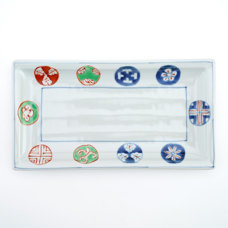 有田焼 角皿 染錦丸紋長角焼皿 【福珠窯（有田焼窯元）】 : 福珠窯