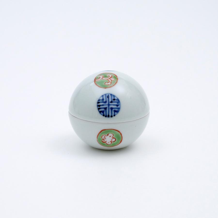 有田福珠窯染錦流水丸蓋物 有田焼 蓋物 染錦丸紋つなぎ 丸合子（小）【福珠窯（有田焼窯元