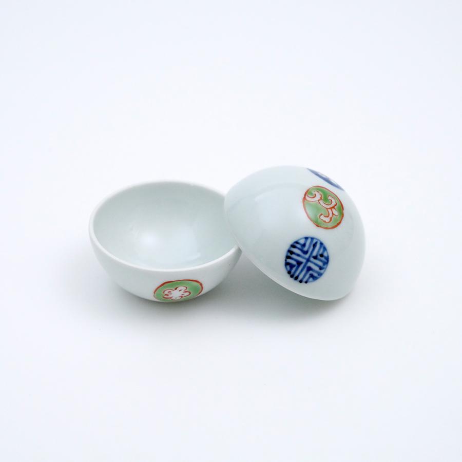 有田焼 蓋物 染錦丸紋つなぎ 丸合子（小）【福珠窯（有田焼窯元