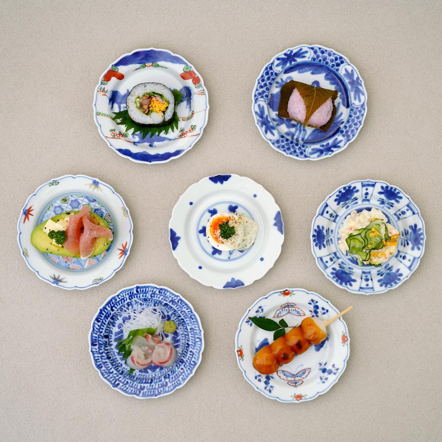 有田焼 取り皿 染付伊万里牡丹紋13cm輪花小皿 【福珠窯（有田焼窯元