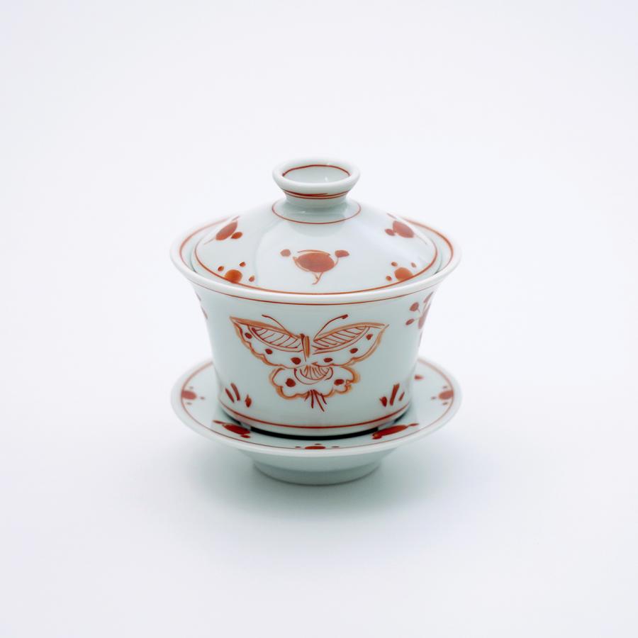 中国清時代　同治年製　粉彩花蝶図蓋茶碗　タルサ　東さ7-0407☆2F 清代同治年款粉彩蝶恋花盖碗盖子老瓷器配盖_彩绘瓷/彩瓷_图片价格_收藏