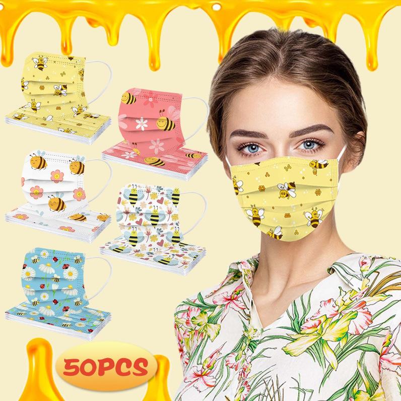 マスク 不織布 夏用 柄 立体 カラー 50枚 花柄 使い捨て 3d ウィルス ギフト 柔らか おしゃれ 風邪 飛沫 三層構造 レディース 安い セールsale Off 花粉対策