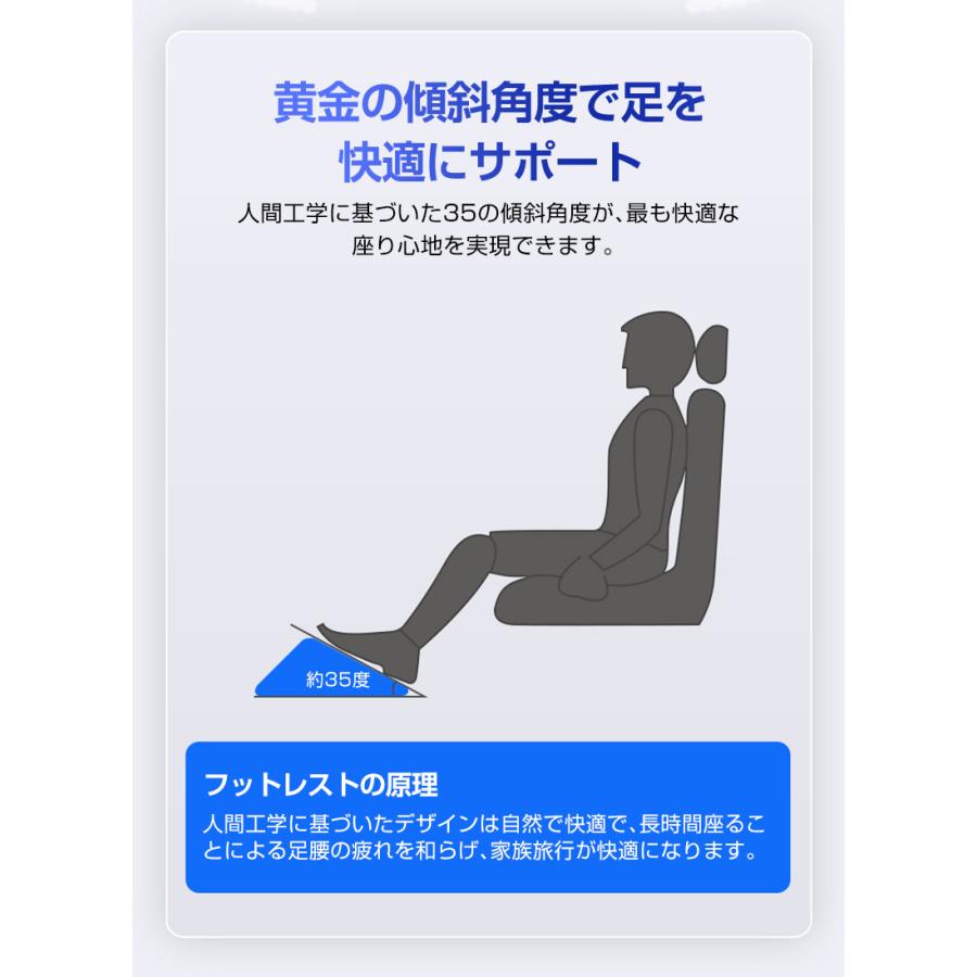 車 フットレスト 汎用 車用 カー用品 ブラック 高さ調節可能 足置き 折り畳み 車載 黒 カー用品 小物 車用フットレスト 足置き台 デスク下 七段階高さ調節｜fukumann｜03