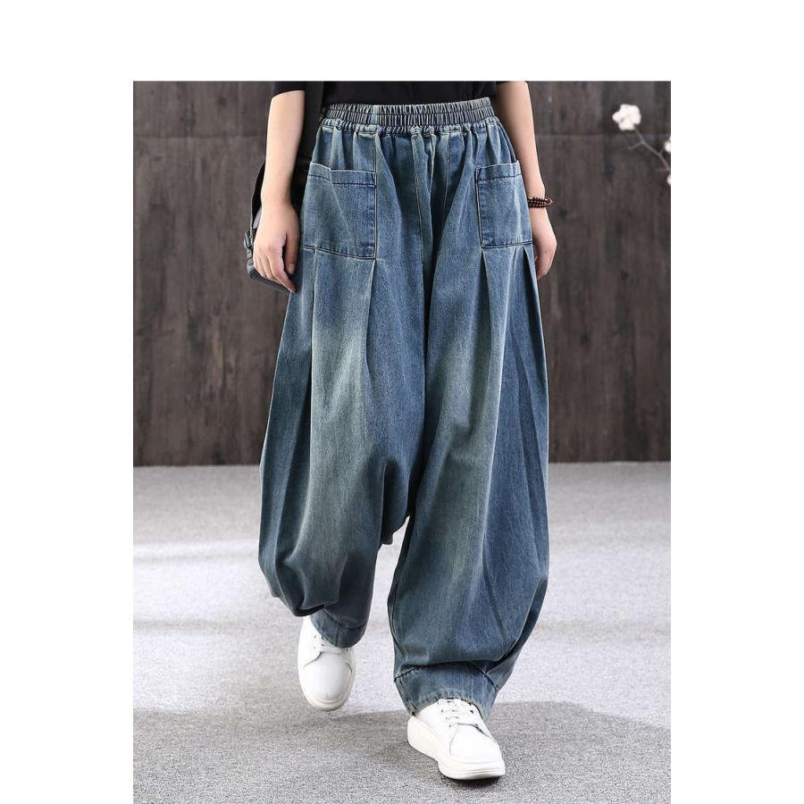 デニムパンツ ロング丈 バルーン サルエルパンツ パンツ デニムパンツ ロング丈 バルーン サルエルパンツ パンツ