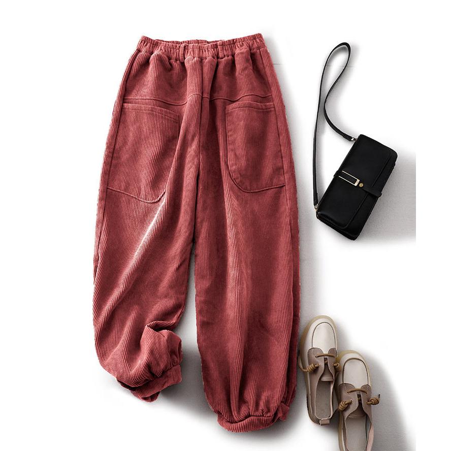 コーデュロイ パンツ レディース 秋冬 バルーンパンツ 冬用