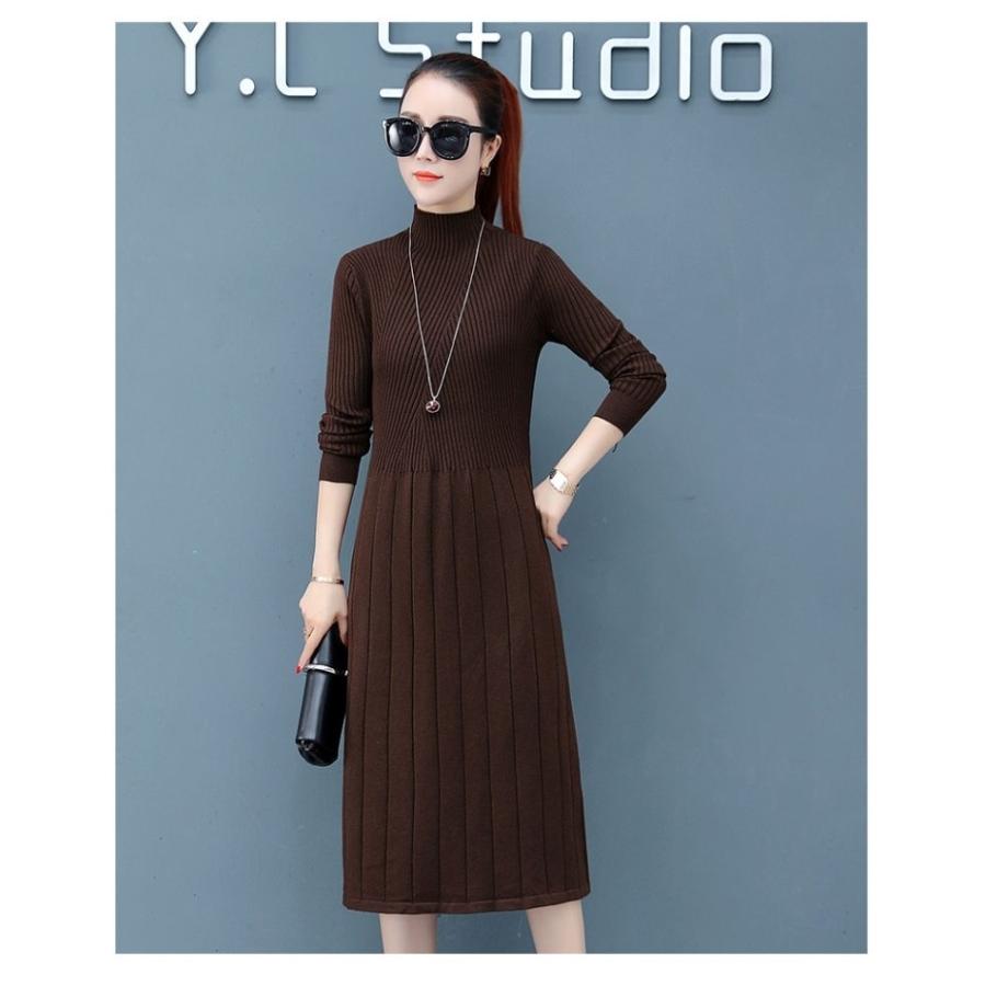 42337 レディース　ハイネック　ニットロングワンピース　茶色 imgrc0080853868.jpg