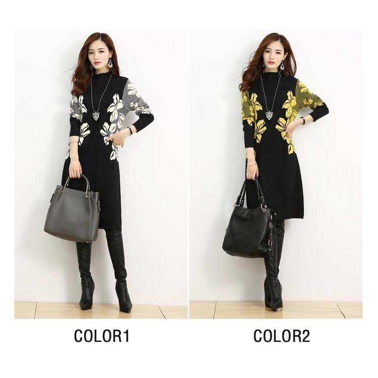 ニットワンピース ひざ丈 レディース ニット ニットワンピ 膝丈