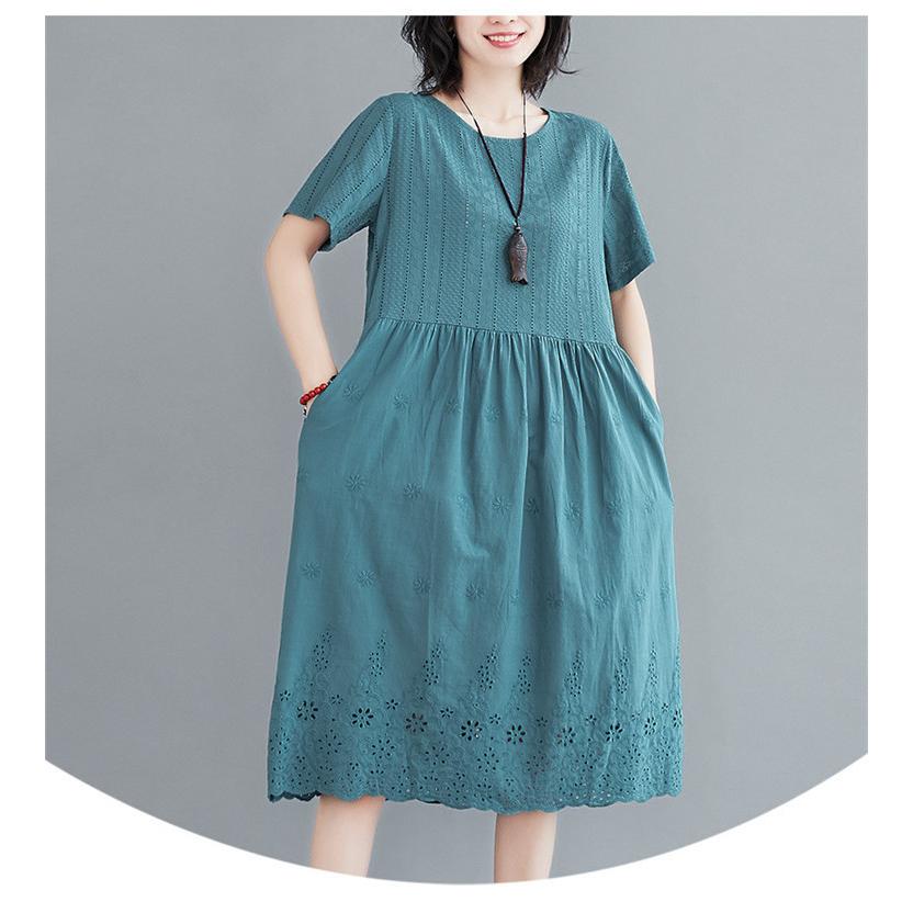 ワンピース 春 秋 花柄 30代 ロングワンピース 膝下丈 フレアワンピース レディース チュニック Uネック 春秋 半袖 フラワー 柔らか Aライン シースルー 綿麻 01op1786 Hhy 福丸 通販 Yahoo ショッピング