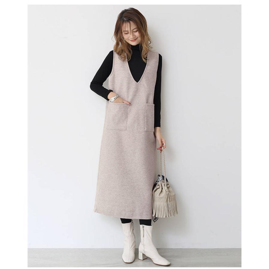 ワンピース Vネック ミディ丈 マキシ丈 ノースリーブ ジャンパー