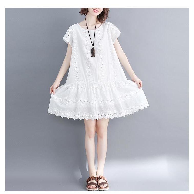 最新情報 ラ激安新品６L 白フリルレース 半袖チュニック ワンピース