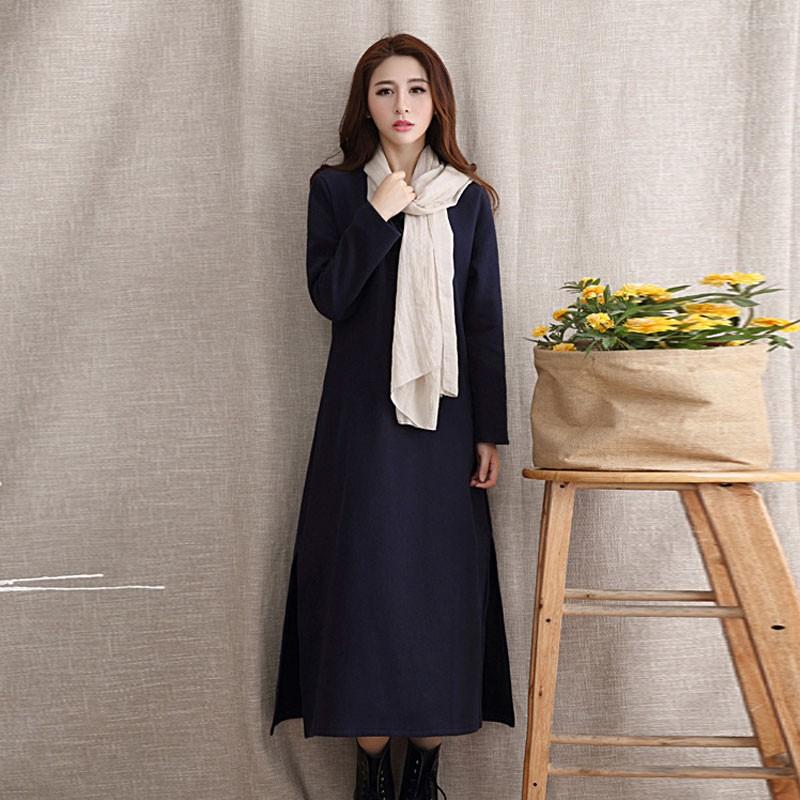 ワンピース レディース 秋冬 ロング丈 長袖 裏起毛 ロングワンピース マキシ丈 Aライン シルエット 裏ボア 厚手 きれいめ 着痩せ 30代 40代 01op732 福丸 通販 Yahoo ショッピング