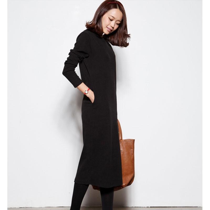 ワンピース レディース 冬 ロング丈 裏起毛 ロングワンピース 長袖 ポケット付き 無地 大きいサイズ パーカー プルーオーバー 厚手 冬物 通勤 きれいめ 30代 01op7 福丸 通販 Yahoo ショッピング
