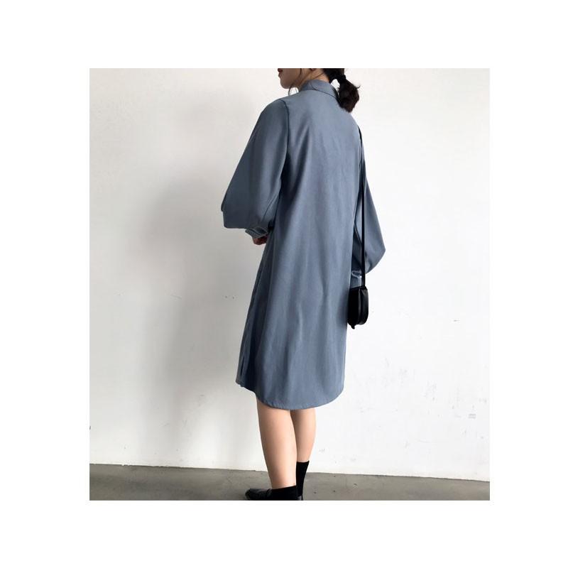 シャツワンピース 長袖 ワンピース レディース 膝丈 マキシワンピース ライトアウター カバーオール 大きいサイズ レトロ ゆったり デザインスリーブ 01op868 福丸 通販 Yahoo ショッピング