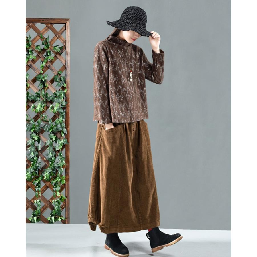 スカート ロングスカート 秋冬 バルーンスカート レディース コットン