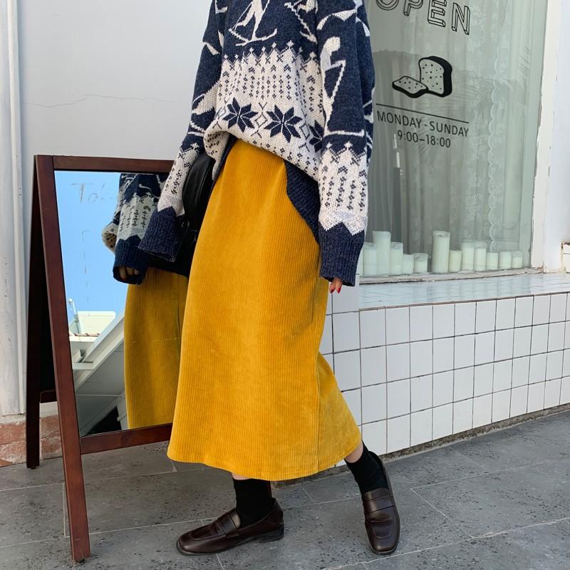 スカート 秋冬 ロングスカート コーデ ロング レディース ハイウエスト ボトムス コーデュロイ フレアスカート 体型カバー デザイン 無地 Aライン カラバリ 01sk493 Tsj 福丸 通販 Yahoo ショッピング