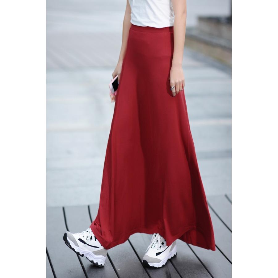 マキシスカート レディース ロングスカート 薄手 ウエストゴム