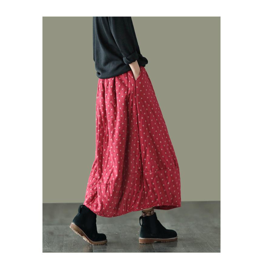 中綿スカート 秋冬 バルーンスカート ロングスカート レディース